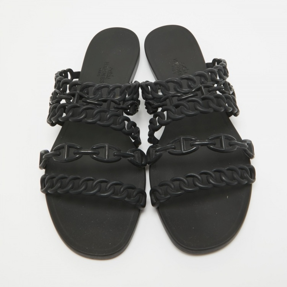 Hermes Black Sandals Woven Design Flat Slides. Chain d'Ancre Flat Slides Size 36 - Picture 6 of 6